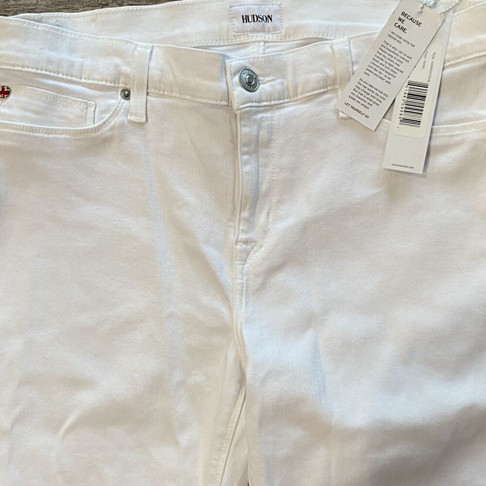 HUDSON NWT Ankle‎ Krista Super Skinny Jeans $185 WARL White 31 Frayed Hem - Picture 6 of 8
